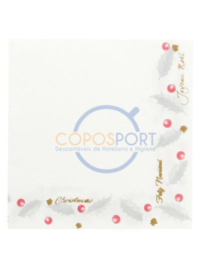 Guardanapo ¨Double point¨ Noel 40X40 Branco Tissue - 50UN