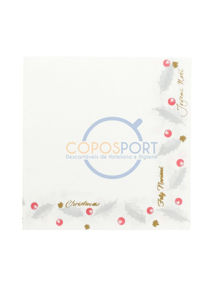 Guardanapo ¨Double point¨ Noel 40X40 Branco Tissue - 50UN